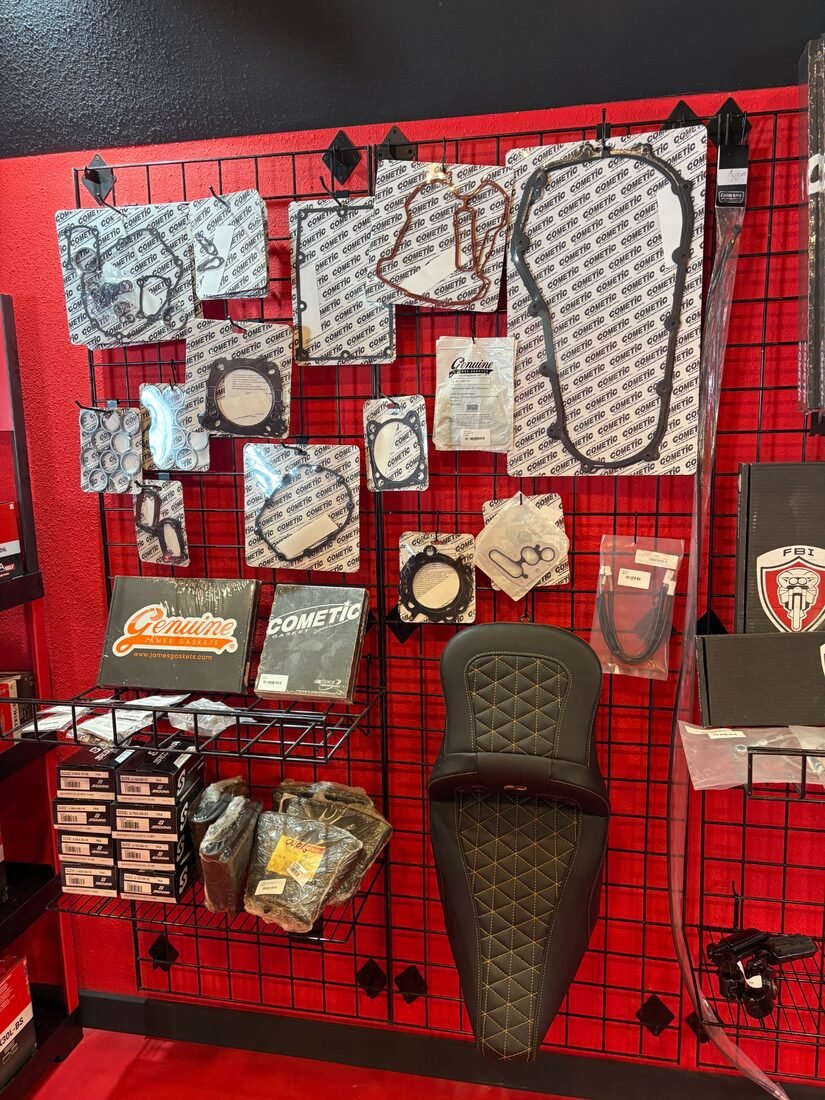 Parts and accessories inside Rodo's Cycle Center