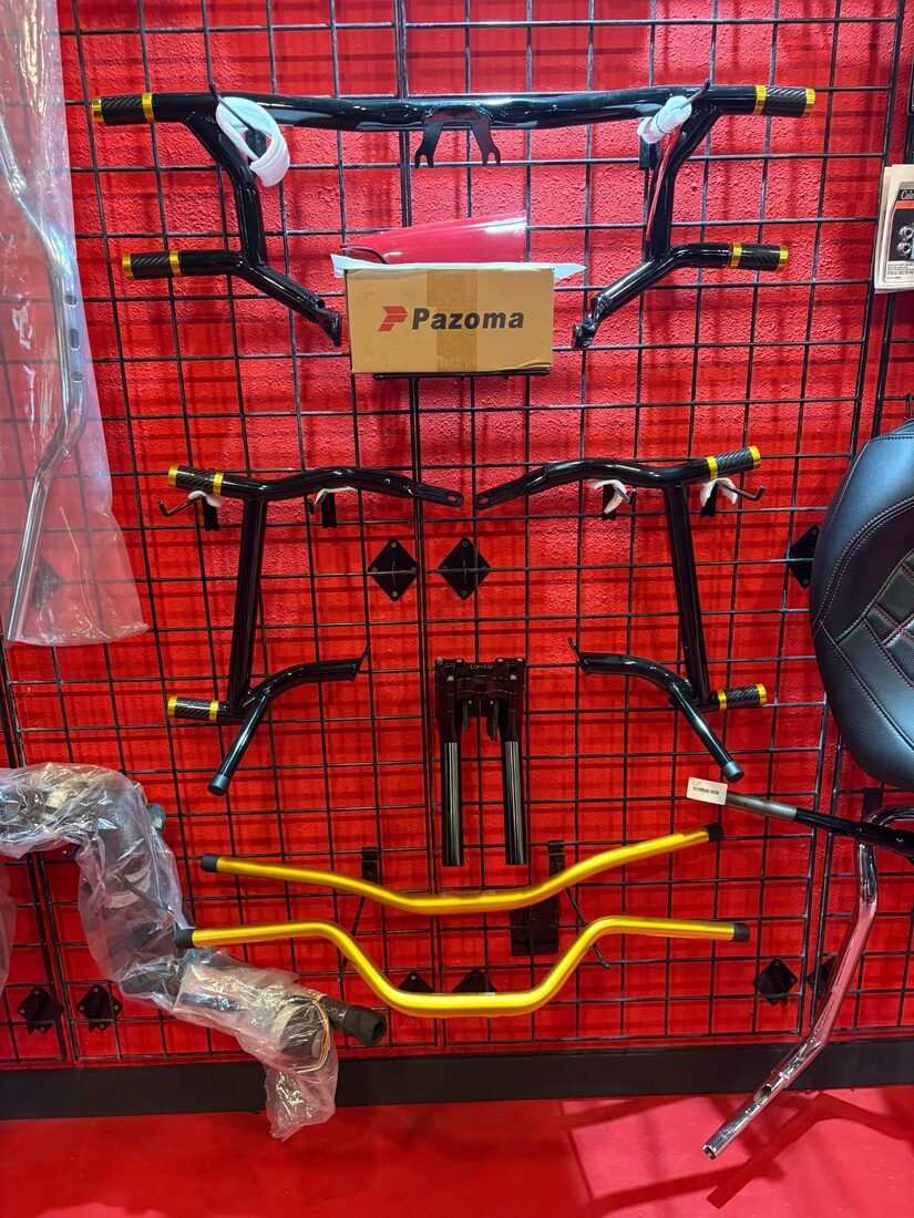 Selection of motorcycle parts at Rodo's Cycle Center