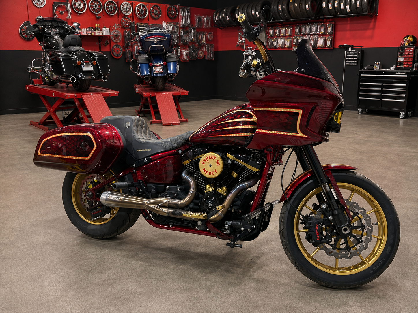 A one-of-a-kind custom motorcycle at Rodo's Cycle Center